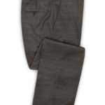 Деловые коричневые брюки в светлую клетку из шерсти – Reda
