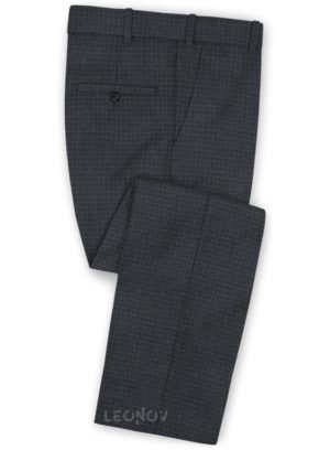 Темно-серые деловые брюки в мелкую клетку из шерсти – Reda