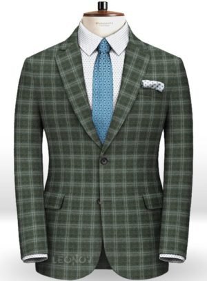Зеленый фланелевый клетчатый пиджак из чистой шерсти – Reda