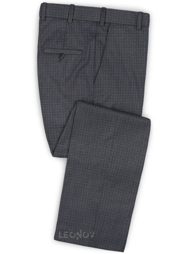 Серые брюки в мелкую синюю клетку из шерсти – Reda