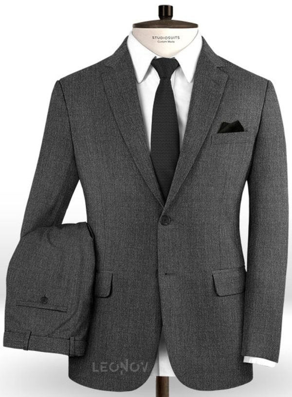 Угольно-серый твиловый костюм из шерсти