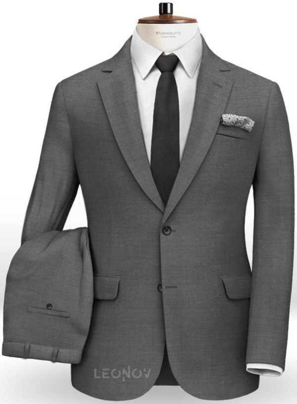 Серый твиловый костюм из чистой шерсти