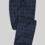 Темно-синие деловые брюки в клетку из шерсти – Scabal