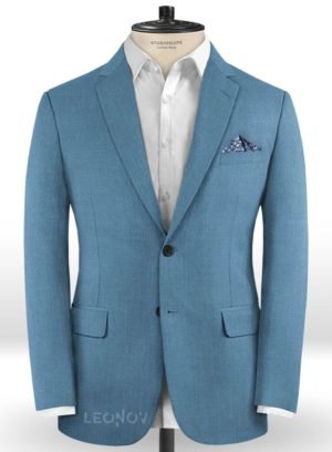 Пиджак из шерсти стальной синий