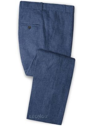 Летние брюки из льна джинсовые средние синие – Solbiati