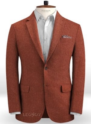Летний пиджак костюм темно-бордовый из льна – Solbiati