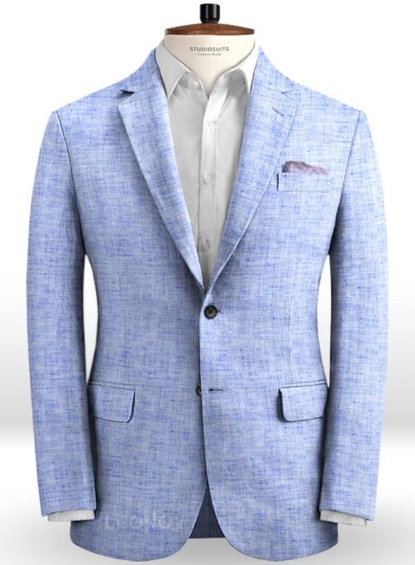 Летний голубой мужской пиджак из льна – Solbiati