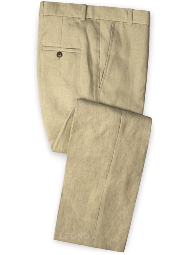 Летние бежевые брюки из льна – Solbiati