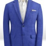 Ярко-синий деловой пиджак из шелка, шерсти и льна – Solbiati