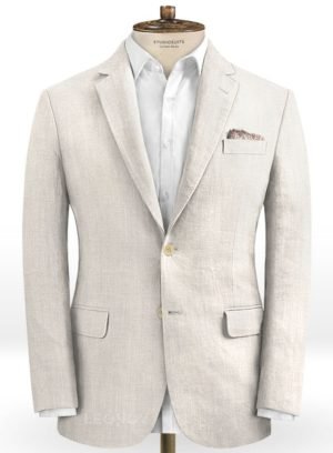 Белый свадебный пиджак из шелка, шерсти и льна – Solbiati