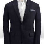 Темно-синий офисный пиджак из шелка, шерсти и льна – Solbiati