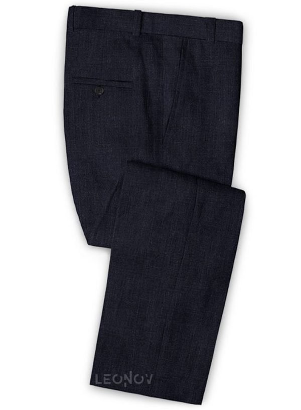 Темно-синие офисные брюки из шелка, шерсти и льна – Solbiati