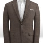 Коричневый офисный пиджак из шелка, шерсти и льна – Solbiati
