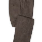 Коричневые офисные брюки из шелка, шерсти и льна – Solbiati