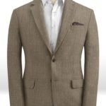 Светло-коричневый офисный пиджак из шелка, шерсти и льна – Solbiati