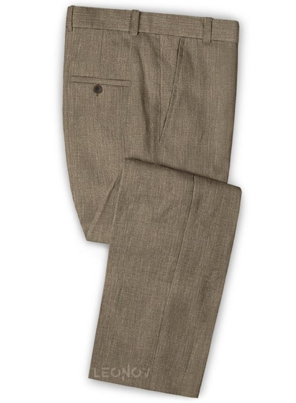 Светло-коричневые офисные брюки из шелка, шерсти и льна – Solbiati