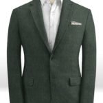 Классический зеленый пиджак из шелка, шерсти и льна – Solbiati