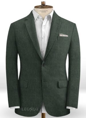Классический зеленый пиджак из шелка, шерсти и льна – Solbiati