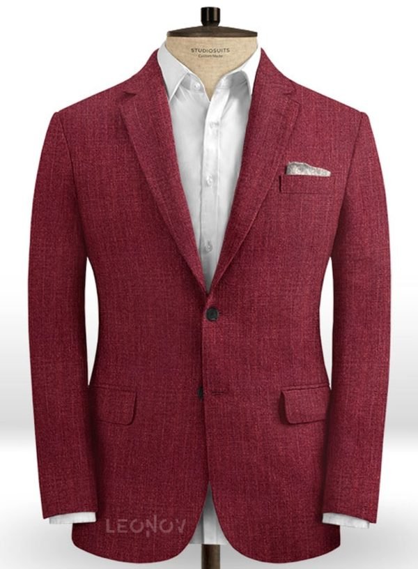 Ярко-бордовый пиджак из шелка, шерсти и льна – Solbiati