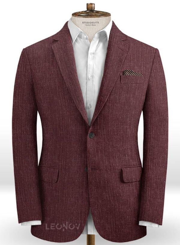Темно-бордовый пиджак из шелка, шерсти и льна – Solbiati