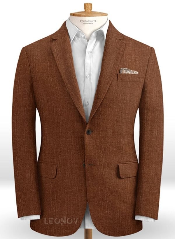 Коричневый мужской пиджак из шелка, шерсти и льна – Solbiati