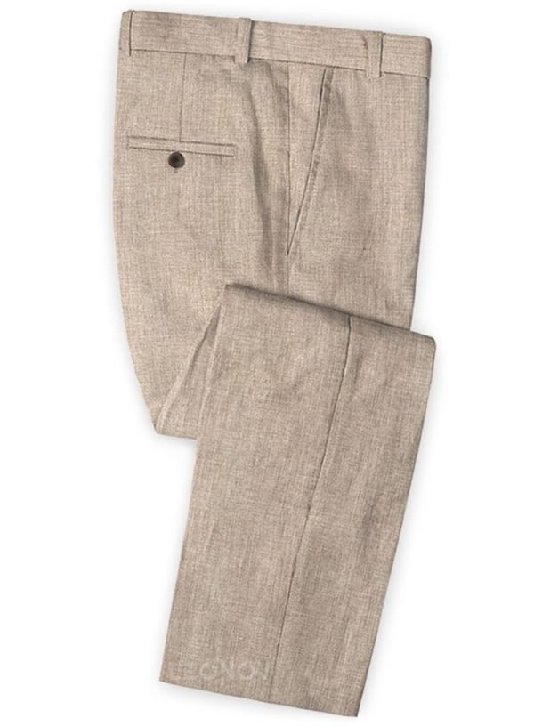 Бледно бежевые брюки из шелка, шерсти и льна – Solbiati