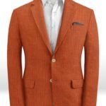 Оранжевый мужской пиджак из шелка, шерсти и льна – Solbiati