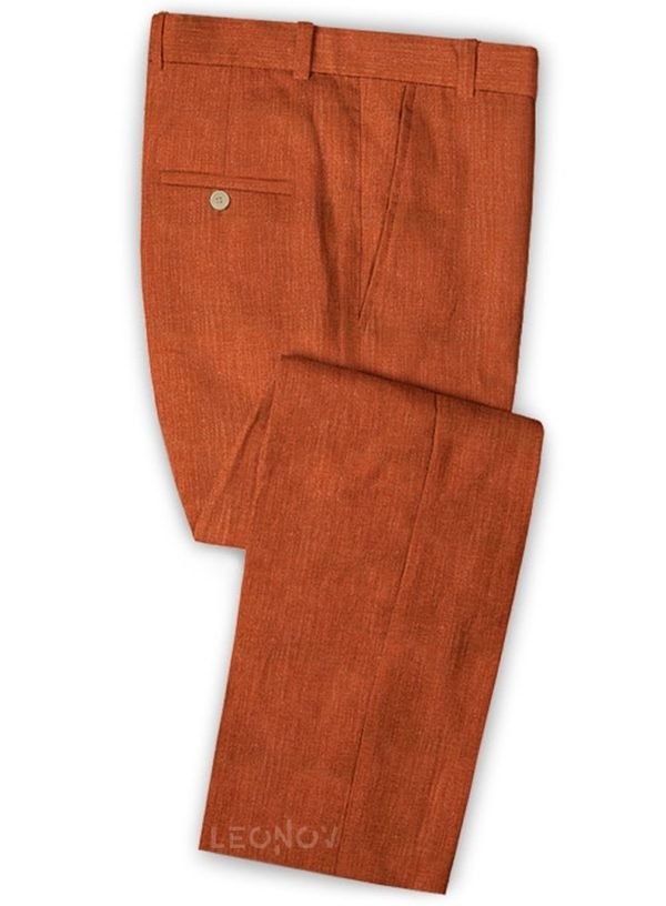 Оранжевые мужские брюки из шелка, шерсти и льна – Solbiati