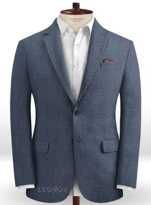 Повседневный синий пиджак из шерсти и шелка – Solbiati