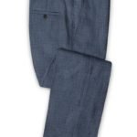 Повседневные синие брюки из шерсти и шелка – Solbiati