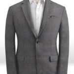 Серый деловой пиджак из шерсти, льна и шелка – Solbiati