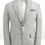 Светло-серый классический пиджак из шелка, шерсти и льна – Solbiati