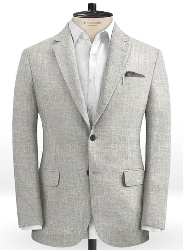 Светло-серый классический пиджак из шелка, шерсти и льна – Solbiati