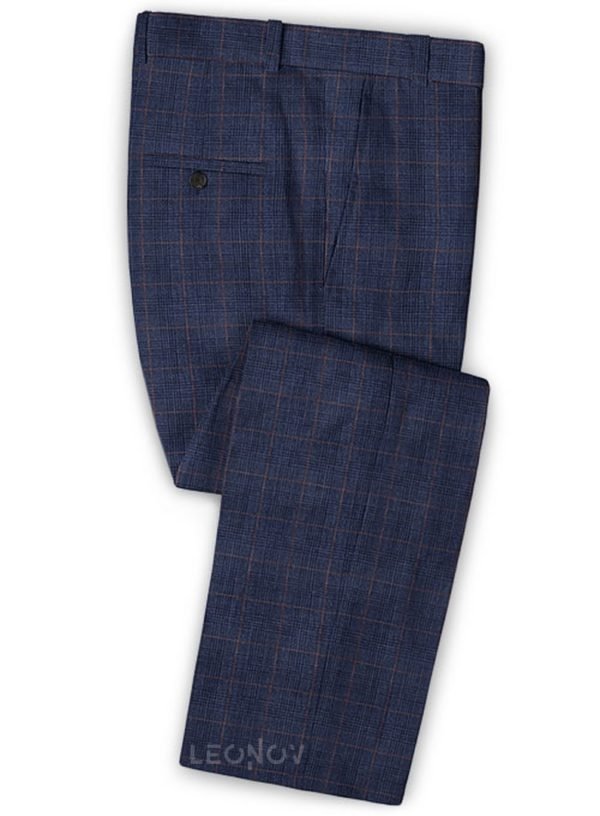Деловые брюки глубокого синего цвета из шелка, шерсти и льна – Solbiati