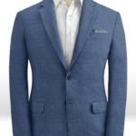 Деловой пиджак стального синего цвета из шелка, шерсти и льна – Solbiati