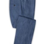 Деловые брюки стального синего цвета из шелка, шерсти и льна – Solbiati