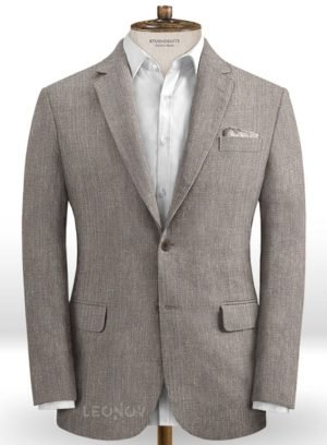 Современный серый пиджак из шелка, шерсти и льна – Solbiati