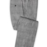 Серые брюки в светлую клетку из шерсти, льна и шелка – Solbiati