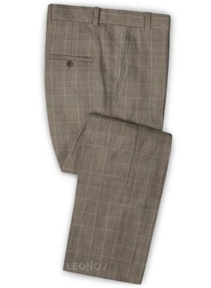 Серые брюки в тонкую клетку из шерсти, льна и шелка – Solbiati