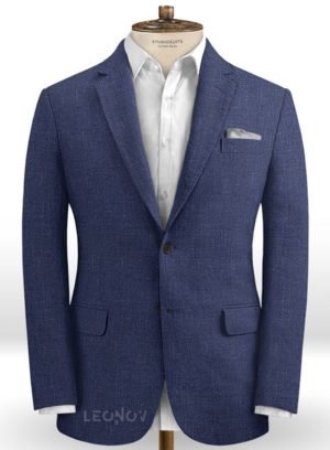Повседневный деловой синий пиджак из шелка, шерсти и льна – Solbiati