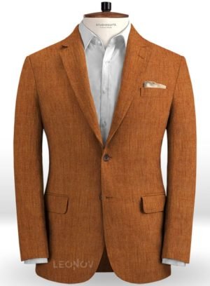 Летний коричневый пиджак из льна – Solbiati