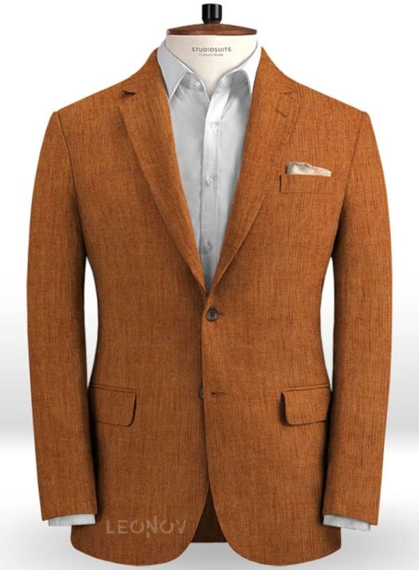 Летний коричневый пиджак из льна – Solbiati