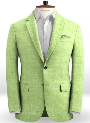 Пиджак из льна весенний ярко-зеленый – Solbiati