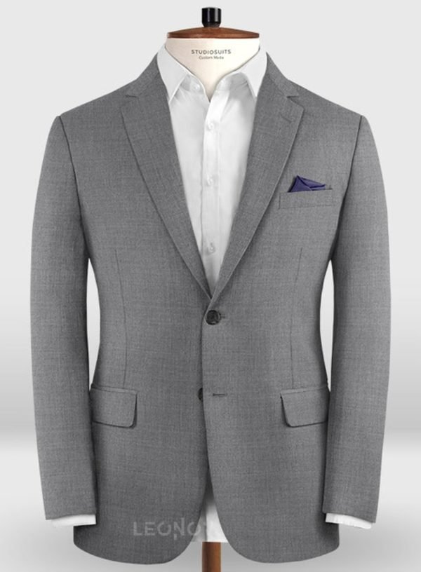 Деловой классический серый пиджак из шерсти